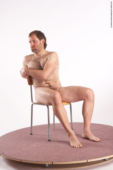 Nude Man White Sitting poses - simple Slim Short Brown Sitting poses - ALL Realistic