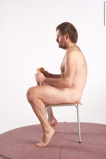 Nude Man White Sitting poses - simple Slim Short Brown Sitting poses - ALL Realistic