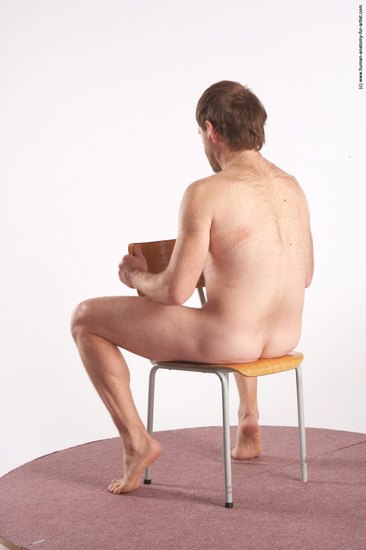 Nude Man White Sitting poses - simple Slim Short Brown Sitting poses - ALL Realistic