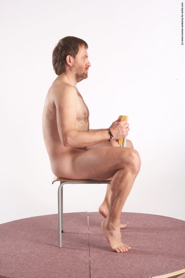 Nude Man White Sitting poses - simple Slim Short Brown Sitting poses - ALL Realistic