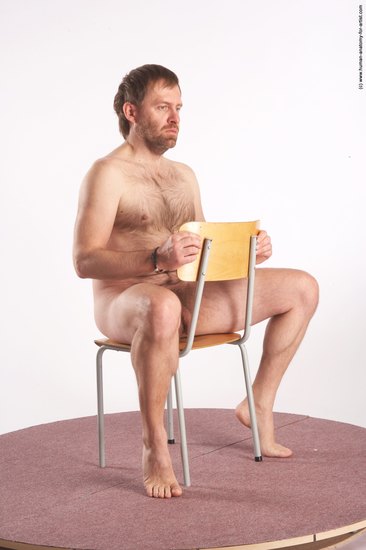 Nude Man White Sitting poses - simple Slim Short Brown Sitting poses - ALL Realistic