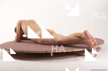 Nude Man White Laying poses - ALL Slim Short Brown Laying poses - on stomach Realistic