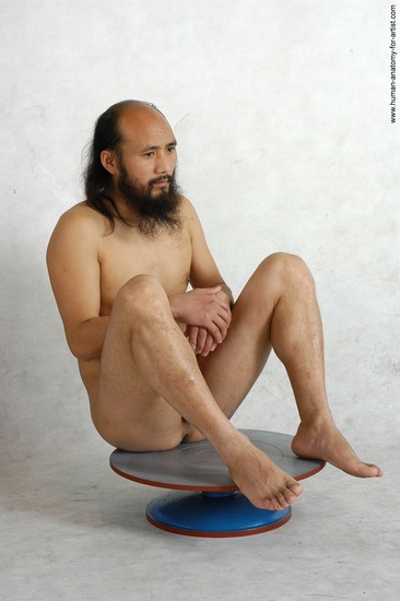 Nude Man White Sitting poses - simple Slim Bald Black Sitting poses - ALL Realistic