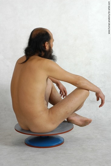 Nude Man White Sitting poses - simple Slim Bald Black Sitting poses - ALL Realistic