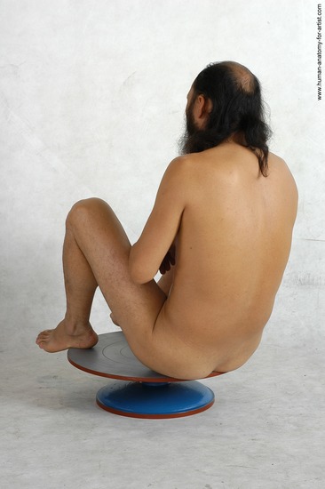 Nude Man White Sitting poses - simple Slim Bald Black Sitting poses - ALL Realistic