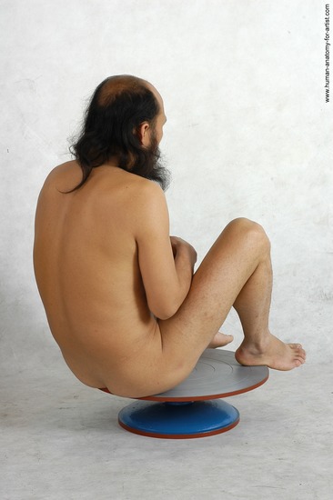 Nude Man White Sitting poses - simple Slim Bald Black Sitting poses - ALL Realistic