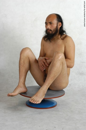 Nude Man White Sitting poses - simple Slim Bald Black Sitting poses - ALL Realistic