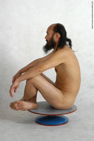 Nude Man White Sitting poses - simple Slim Bald Black Sitting poses - ALL Realistic