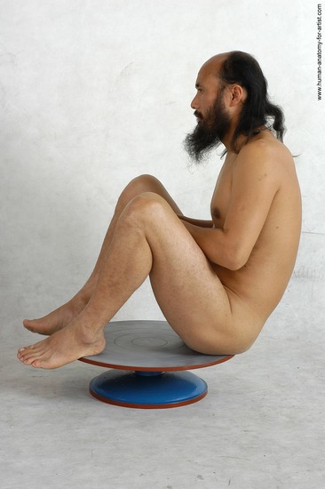 Nude Man White Sitting poses - simple Slim Bald Black Sitting poses - ALL Realistic