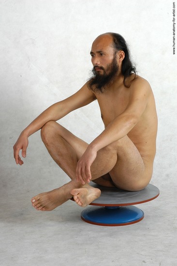 Nude Man White Sitting poses - simple Slim Bald Black Sitting poses - ALL Realistic