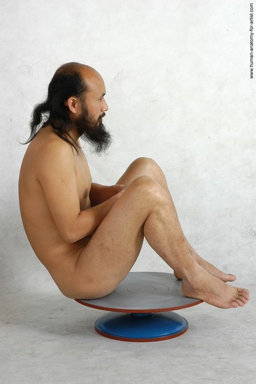 Nude Man White Sitting poses - simple Slim Bald Black Sitting poses - ALL Realistic