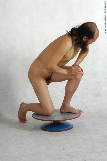 Nude Man White Kneeling poses - ALL Slim Bald Kneeling poses - on one knee Black Realistic