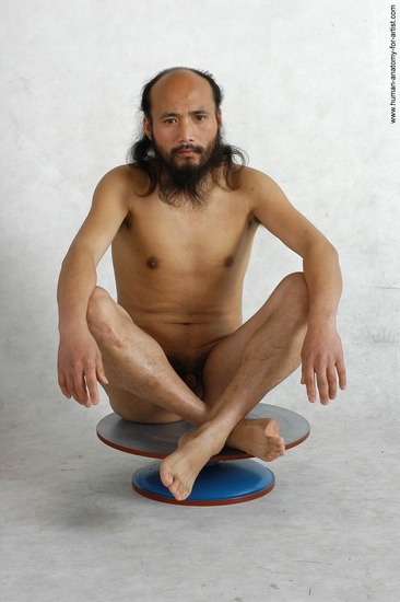 Nude Man White Sitting poses - simple Slim Bald Black Sitting poses - ALL Realistic