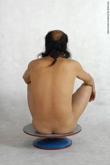 Nude Man White Sitting poses - simple Slim Bald Black Sitting poses - ALL Realistic