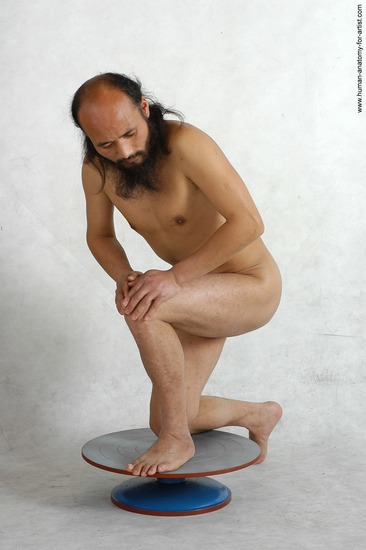 Nude Man White Kneeling poses - ALL Slim Bald Kneeling poses - on one knee Black Realistic