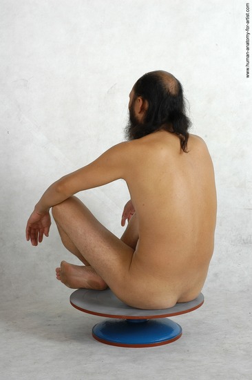 Nude Man White Sitting poses - simple Slim Bald Black Sitting poses - ALL Realistic