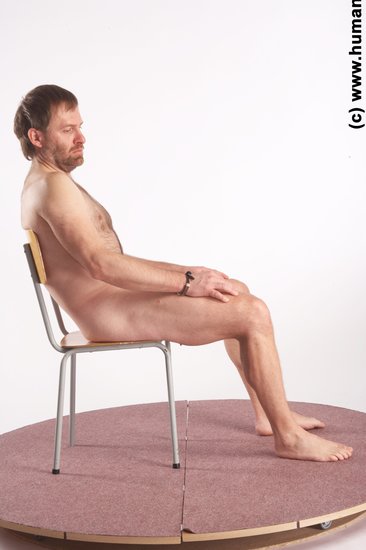 Nude Man White Sitting poses - simple Slim Short Brown Sitting poses - ALL Realistic