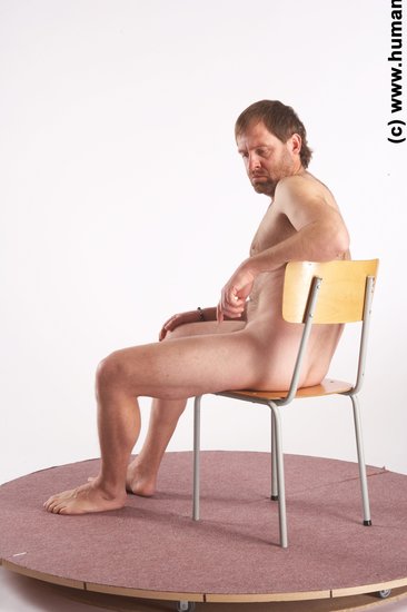 Nude Man White Sitting poses - simple Slim Short Brown Sitting poses - ALL Realistic