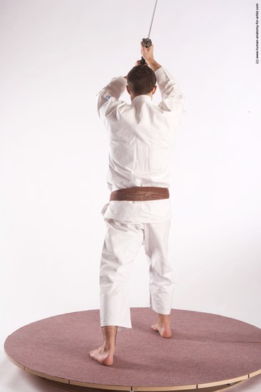 Sportswear Fighting with sword Man White Standing poses - ALL Athletic Short Brown Standing poses - simple Academic