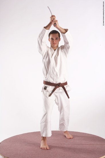 Sportswear Fighting with sword Man White Standing poses - ALL Athletic Short Brown Standing poses - simple Academic