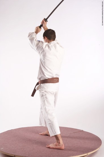 Sportswear Fighting with sword Man White Standing poses - ALL Athletic Short Brown Standing poses - simple Academic