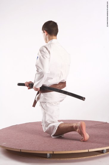 Sportswear Fighting with sword Man White Standing poses - ALL Athletic Short Brown Standing poses - simple Academic