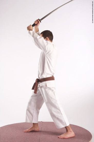 Sportswear Fighting with sword Man White Standing poses - ALL Athletic Short Brown Standing poses - simple Academic