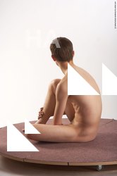 Nude Man White Sitting poses - simple Slim Short Brown Sitting poses - ALL Realistic