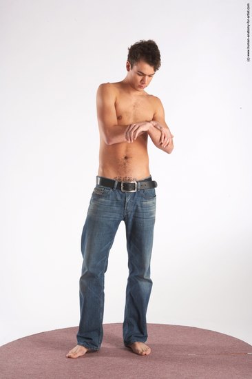 Casual Man White Standing poses - ALL Slim Short Brown Standing poses - simple Academic