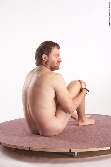 Nude Man White Sitting poses - simple Slim Short Brown Sitting poses - ALL Realistic