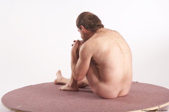 Nude Man White Sitting poses - simple Slim Short Brown Sitting poses - ALL Realistic