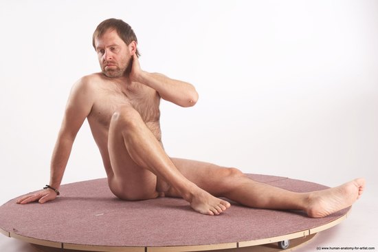 Nude Man White Sitting poses - simple Slim Short Brown Sitting poses - ALL Realistic