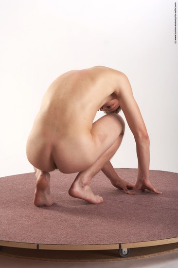 Nude Man White Standing poses - ALL Slim Short Brown Standing poses - bend over Realistic