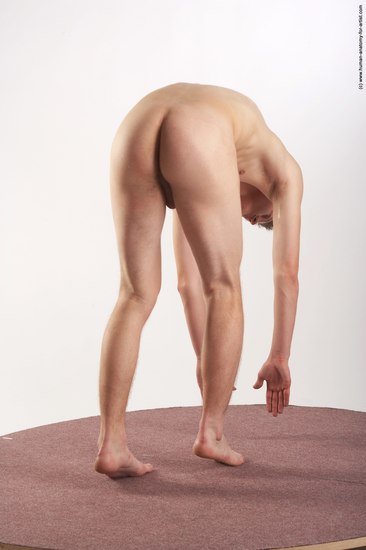 Nude Man White Standing poses - ALL Slim Short Brown Standing poses - bend over Realistic