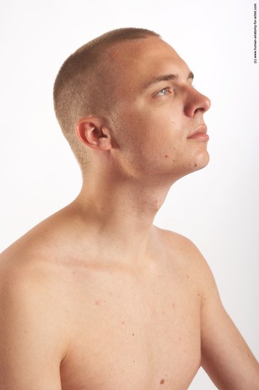 Nude Man White Detailed photos Average Bald Realistic