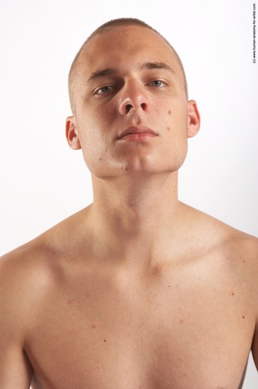 Nude Man White Detailed photos Average Bald Realistic