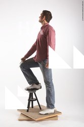 Casual Fighting with sword Man White Standing poses - ALL Slim Short Brown Standing poses - simple Academic