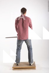Casual Fighting with sword Man White Standing poses - ALL Slim Short Brown Standing poses - simple Academic