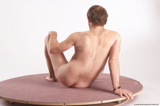 Nude Man White Sitting poses - simple Slim Short Brown Sitting poses - ALL Realistic