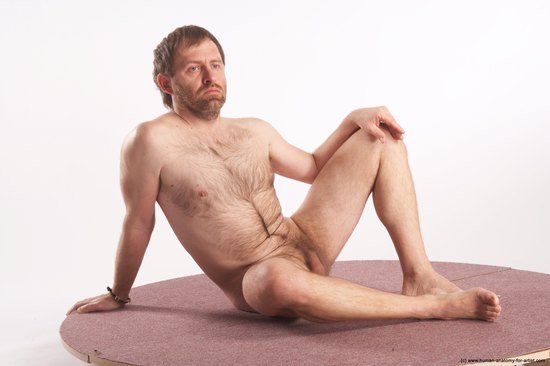 Nude Man White Sitting poses - simple Slim Short Brown Sitting poses - ALL Realistic