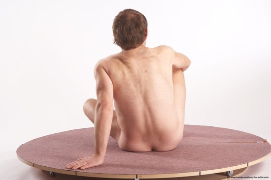 Nude Man White Sitting poses - simple Slim Short Brown Sitting poses - ALL Realistic