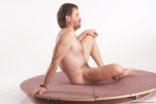 Nude Man White Sitting poses - simple Slim Short Brown Sitting poses - ALL Realistic