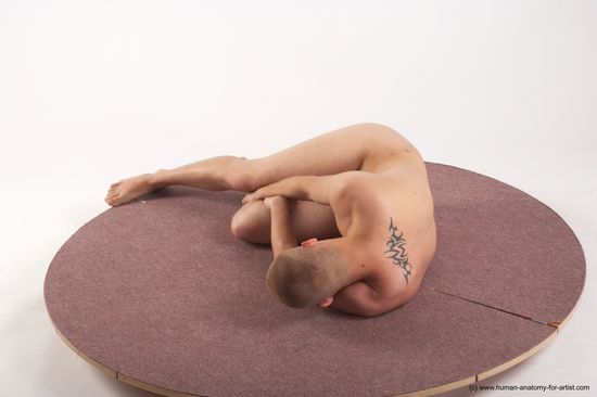 Nude Man White Kneeling poses - ALL Average Bald Kneeling poses - on one knee Realistic