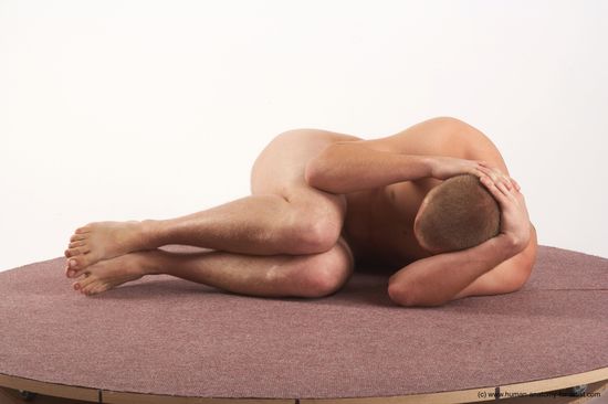 Nude Man White Kneeling poses - ALL Average Bald Kneeling poses - on one knee Realistic