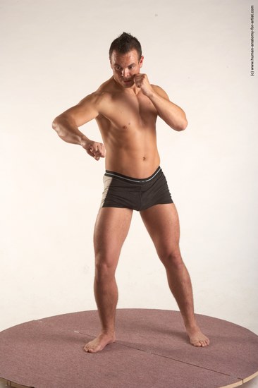 Underwear Martial art Man White Standing poses - ALL Average Short Brown Standing poses - simple Academic