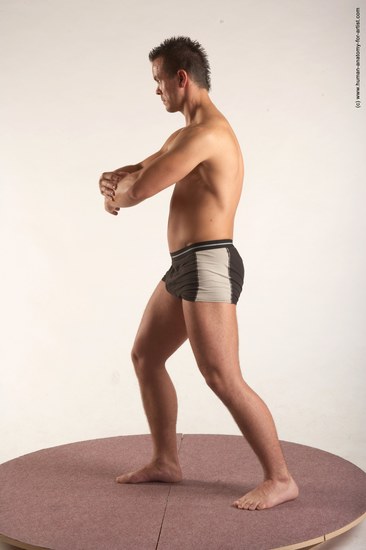 Underwear Martial art Man White Standing poses - ALL Average Short Brown Standing poses - simple Academic