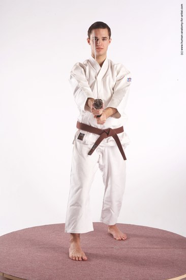 Sportswear Fighting with sword Man White Standing poses - ALL Athletic Short Brown Standing poses - simple Academic