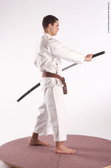 Sportswear Fighting with sword Man White Standing poses - ALL Athletic Short Brown Standing poses - simple Academic