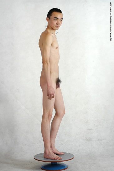 Nude Man Asian Standing poses - ALL Underweight Short Black Standing poses - simple Realistic