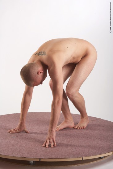 Nude Man White Sitting poses - simple Average Bald Sitting poses - ALL Realistic